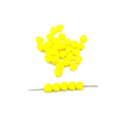 Kleine gepresste Glas-Herzperlen 6 mm - Zitronengelb - 20 Stück