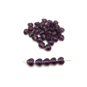 6 mm Small Czech Pressed Glass Heart Beads - Ameth...