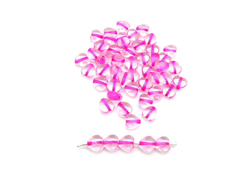 Kleine Glasherzperlen 6 mm - Pink-Lined Crystal - 20 Stück