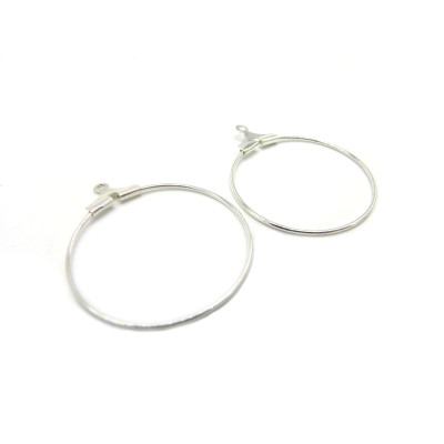 25 mm (1 Zoll) Runde Ohrringbügel mit offenem crimpbaren Ende- versilbert (2 St.)