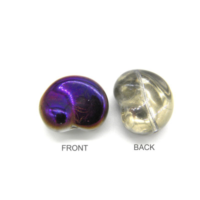 Fantasy-Perlen in Puffbohnenform 18 x 15 mm - Kristall mit braun-lila Flare Halbbeschichtung (6 Stck.)