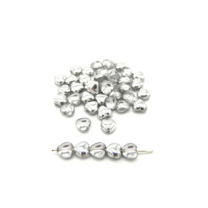 6 mm Small Czech Pressed Glass Heart Beads - Cryst...