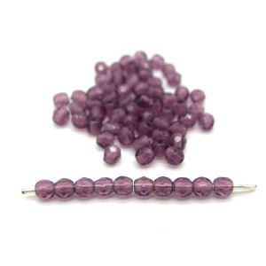 3 mm  Round Faceted Fire-polished Czech Glass Bead...