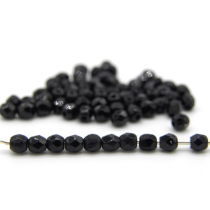 3 mm Small Round Fire-polished Glass Beads - Jet B...