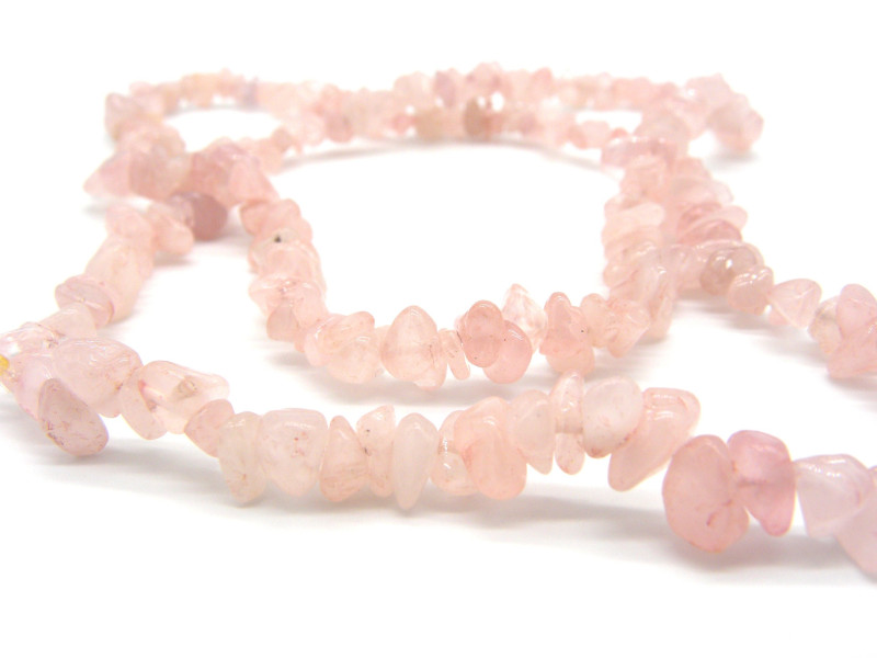 Rosenquarz-Chips, Edelstein-Chip-Perlen 4 - 8 mm - 86 cm Strang