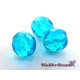 8 mm Round Faceted Fire-polished Czech Glass Beads - Aquamarine - 15 or 50 pc