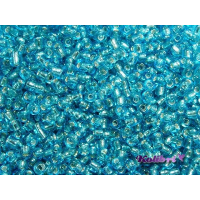 11/0 (2 mm) Round Glass Seed Beads, Round Rocailles - Aquamarine Silverlined - 15 g or 50 g