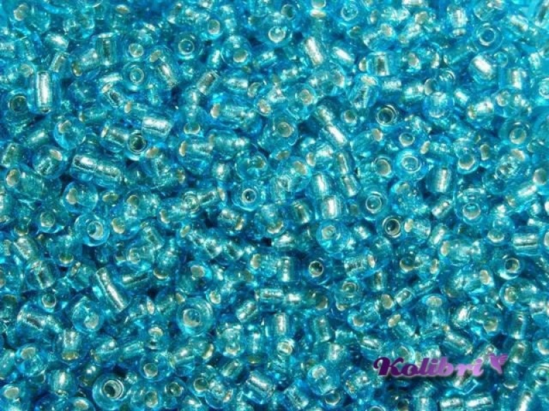 11/0 (2 mm) Round Glass Seed Beads, Round Rocailles - Aquamarine Silverlined - 15 g or 50 g