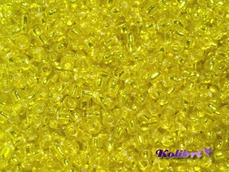 11/0 (2 mm) Round Glass Seed Beads, Round Rocailles - Lemon Yellow Silverlined - 15 g or 50 g