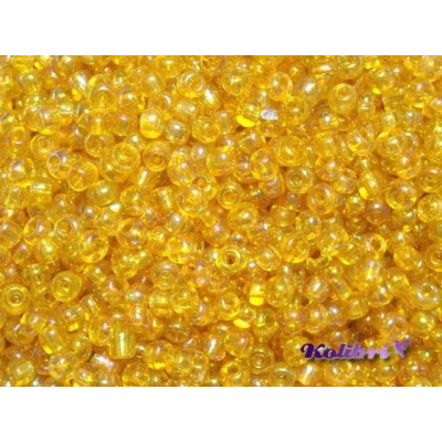 11/0 (2 mm) Round Glass Seed Beads - Dark Topaz AB transparent - 15 g or 50 g