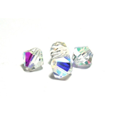 6 mm Czech MC Faceted Glass Bicone Beads - Crystal AB