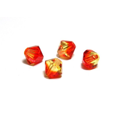 6 mm Czech MC Faceted Glass Bicone Beads - Fire Opal