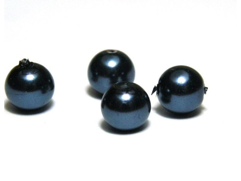 6 mm Round Faux Pearls Glass Beads (25 pc.) - Montana Blue