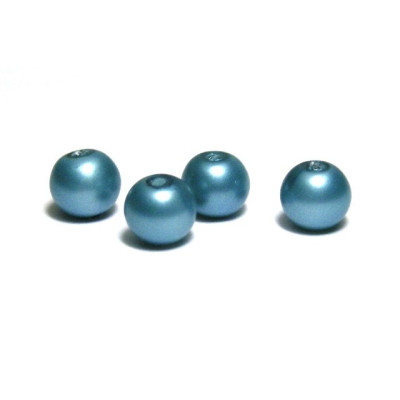 6 mm Round Faux Pearls Glass Beads (25 pc.) - Light Teal Mat