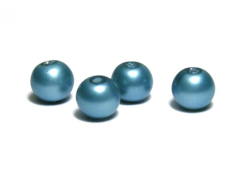 6 mm Round Faux Pearls Glass Beads (25 pc.) - Light Teal Mat
