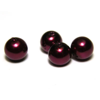 6 mm Round Faux Pearls Glass Beads (50 pc.) - Cherry