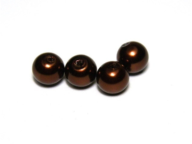 25x Runde Glaswachsperlen 6 mm - Chocolate