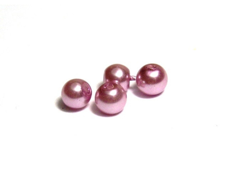 25x Runde Glaswachsperlen 4 mm - Mauve