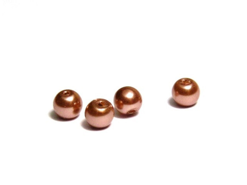 4 mm Round Faux Pearls Glass Beads (25 pc.) - Cinnamon