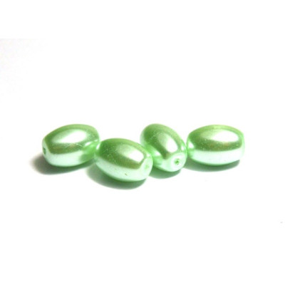 11 x 8 mm Oval Faux Pearls Glass Beads (20 Pc.) - Mint