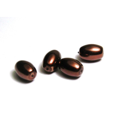 11 x 8 mm Oval Faux Pearls Glass Beads (20 pc.) Chocolate