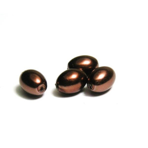 8 mm Oval Faux Pearls Glass Beads (20 pc.) - Choco...