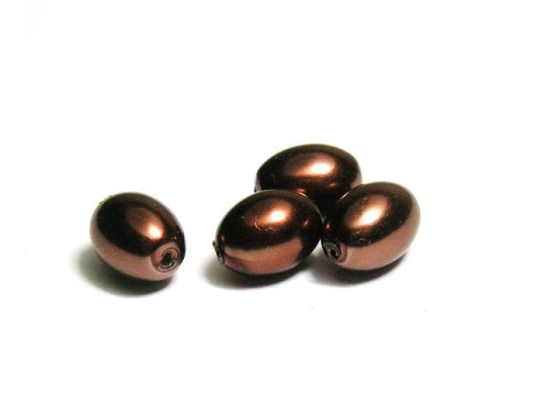 8 mm Oval Faux Pearls Glass Beads (20 pc.) - Chocolate Brown