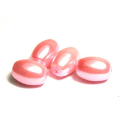 11 x 8 mm Oval Faux Pearls Glass Beads (20 Pc.)  - Pink