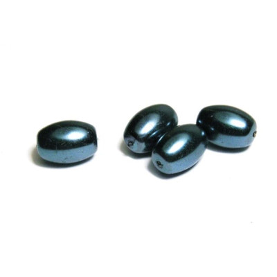 11 x 8 mm Oval Faux Pearls Glass Beads (20 Pc.) - Montana Blue
