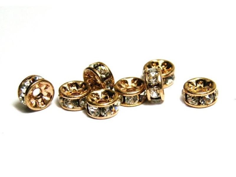 6 mm Runde Strassrondelle (10 Stk.) - Kupfer/Crystal