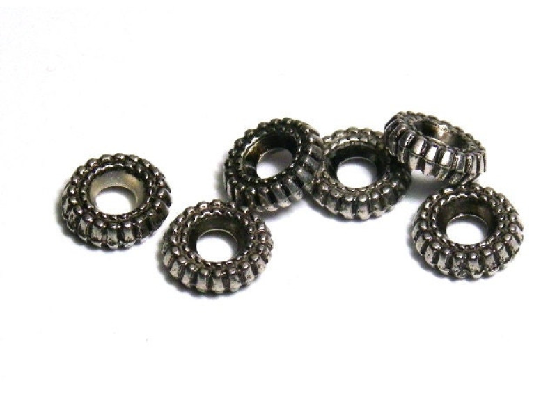 8 mm (0.3 Inch) Corrugated Metallised Plastic Washer Beads Spacer Beads (25 Pc.)