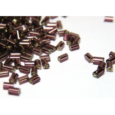 3 mm Bugle Beads - Amethyst Silver Lined - 15 g or 40 g