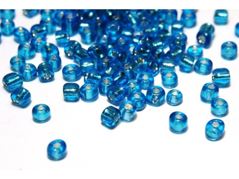 6/0 (4 mm) Large Economy Glass Seed Beads, Large Rocailles - Aquamarine Silverlined - 15 g or 40 g