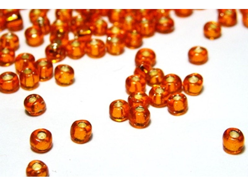 6/0 (4 mm) Rocailles - Orange Silbereinzug