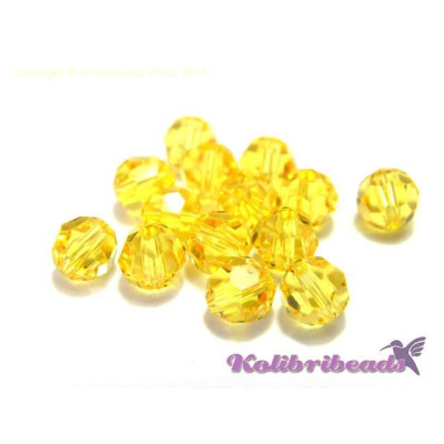 6 mm Swarovski® 5000 Faceted Round Beads (10 pc.) - Light Topaz - Genuine Austrian Crystal