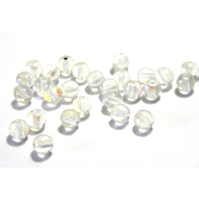 4 mm Round Czech Glass Beads, Round Bohemian Pressed Beads - Crystal AB