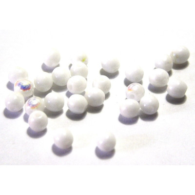 4 mm Round Czech Glass Beads, Round Bohemian Pressed Beads - White AB