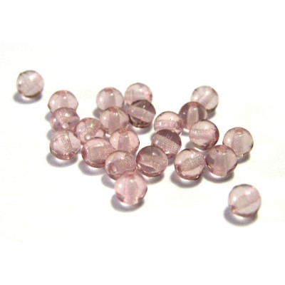 4 mm Round Czech Glass Beads, Round Bohemian Pressed Beads - Light Amethyst