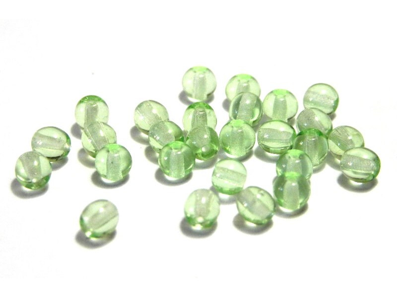 Runde tschechische Glasperlen, böhmische gepresste Glasperlen - 4 mm - Chrysolite