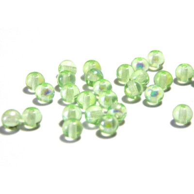 4 mm Round Czech Glass Beads, Round Bohemian Pressed Beads - Light Chrysolite AB