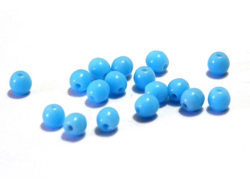 4 mm Small Round Czech Pressed Glass Beads - Chalk Blue
