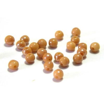 4 mm Round Czech Glass Beads, Round Bohemian Pressed Beads - Light Brown Lustre