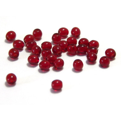 4 mm Round Czech Glass Beads, Round Bohemian Pressed Beads - Siam Red