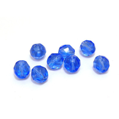 8 mm Round Faceted Fire-polished Czech Glass Beads - Sapphire