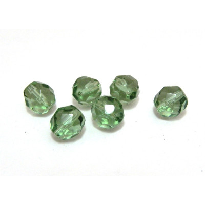 8 mm Round Faceted Fire-polished Czech Glass Beads - Tourmaline - 15 or 50 pc