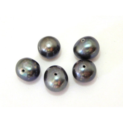 Große nahezu runde Süßwasserperlen 7 - 8 mm - Grau-Lila-Silber (10 Stck)