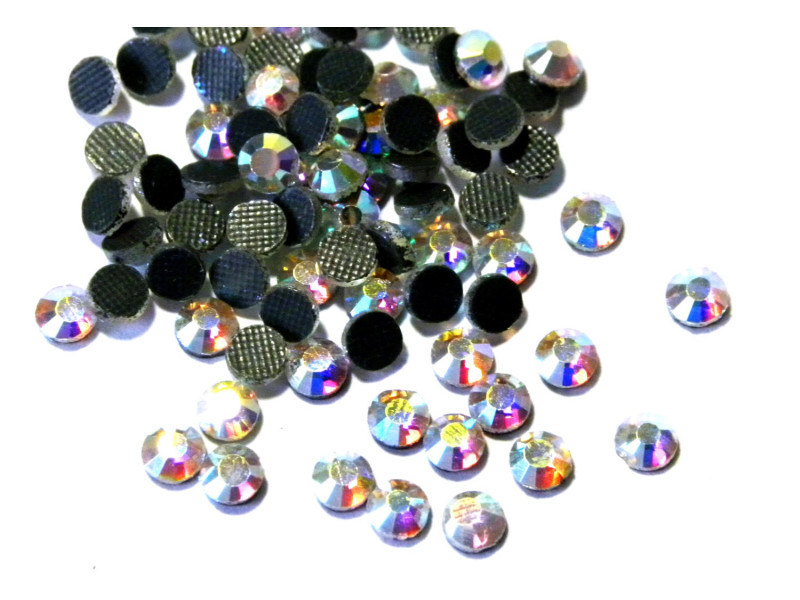 4 mm (17ss) Grade A Glass Hotfix Rhinestones Iron-On Stones (100 Pc.) Crystal AB - flat-back glass beads