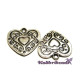 18 mm Large Vintage Heart Pendant, Large Heart Charm - Antique Silver or Antique Gold - 2 pc