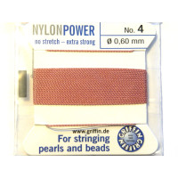 2m Griffin NylonPower Bead Cord Perlseide mit Nadel - DUNKELROSA (alle Größen)