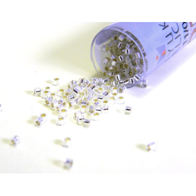 11/0 (1.6 x 1.3 mm) Miyuki Delica Japanese Seed Beads, Cylindrical Seed Beads -  Silver Lined Crystal - DB 041 - 7.2 g Vial